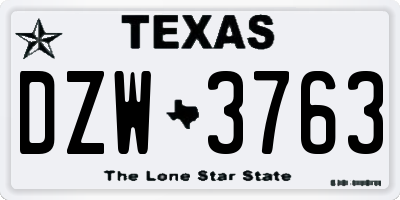 TX license plate DZW3763