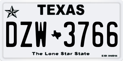 TX license plate DZW3766