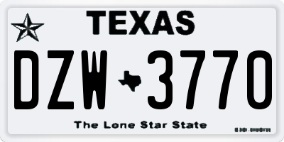 TX license plate DZW3770