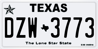 TX license plate DZW3773