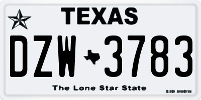 TX license plate DZW3783