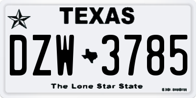 TX license plate DZW3785