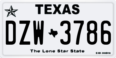 TX license plate DZW3786
