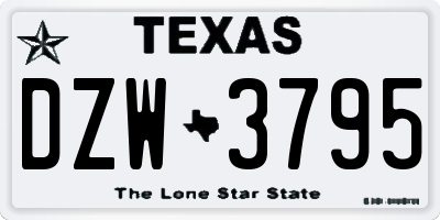 TX license plate DZW3795