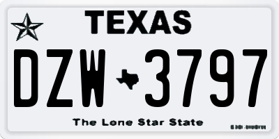 TX license plate DZW3797