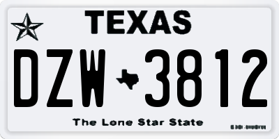 TX license plate DZW3812
