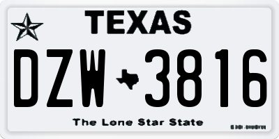 TX license plate DZW3816