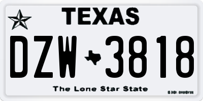 TX license plate DZW3818