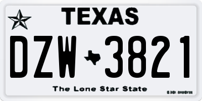 TX license plate DZW3821