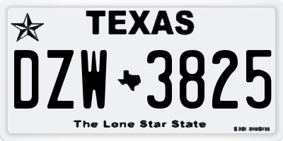 TX license plate DZW3825