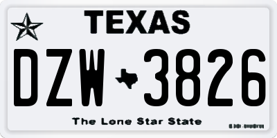 TX license plate DZW3826