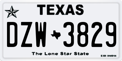 TX license plate DZW3829
