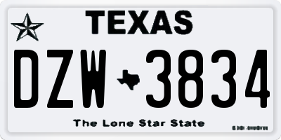 TX license plate DZW3834