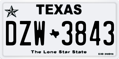 TX license plate DZW3843