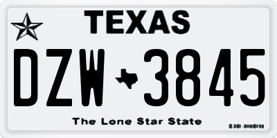 TX license plate DZW3845