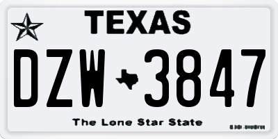 TX license plate DZW3847