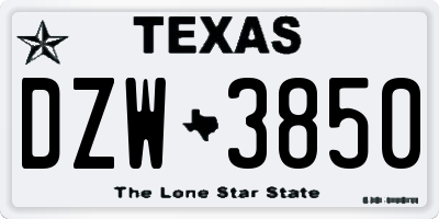 TX license plate DZW3850