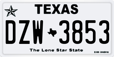 TX license plate DZW3853