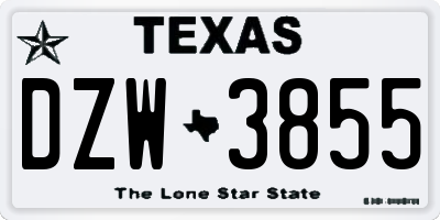 TX license plate DZW3855