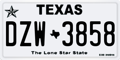 TX license plate DZW3858