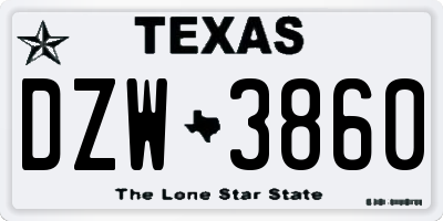 TX license plate DZW3860