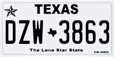 TX license plate DZW3863