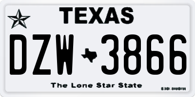 TX license plate DZW3866