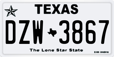 TX license plate DZW3867