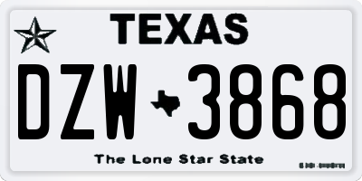 TX license plate DZW3868