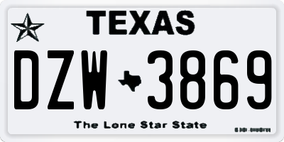 TX license plate DZW3869