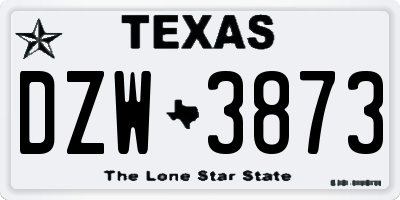 TX license plate DZW3873