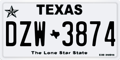 TX license plate DZW3874