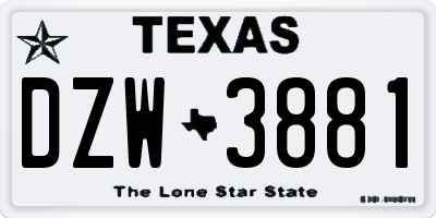 TX license plate DZW3881