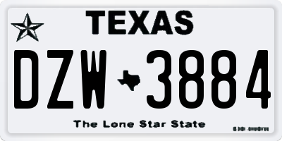 TX license plate DZW3884