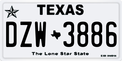 TX license plate DZW3886