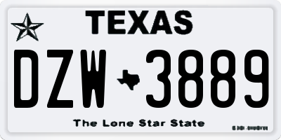 TX license plate DZW3889