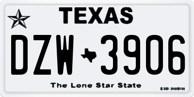 TX license plate DZW3906