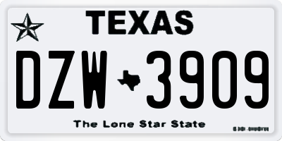 TX license plate DZW3909