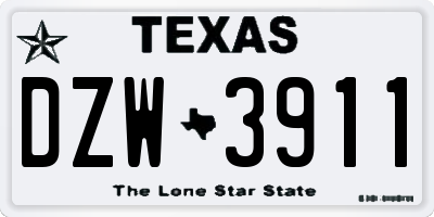 TX license plate DZW3911