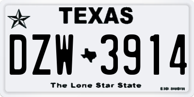 TX license plate DZW3914