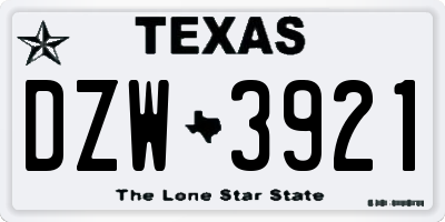 TX license plate DZW3921