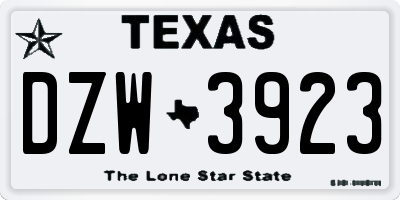 TX license plate DZW3923