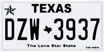 TX license plate DZW3937