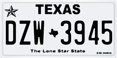 TX license plate DZW3945