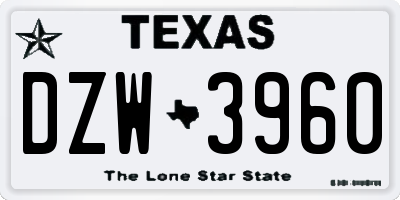 TX license plate DZW3960