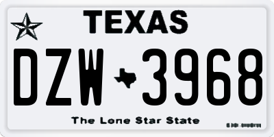 TX license plate DZW3968