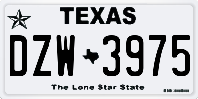 TX license plate DZW3975