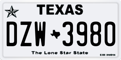 TX license plate DZW3980