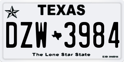 TX license plate DZW3984