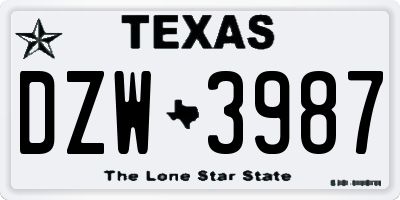 TX license plate DZW3987